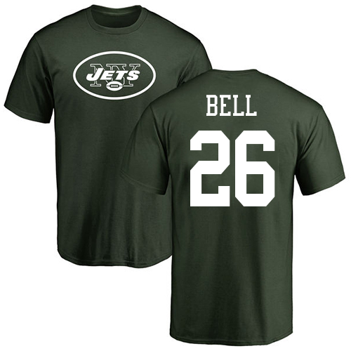 New York Jets Men Green LeVeon Bell Name and Number Logo NFL Football #26 T Shirt